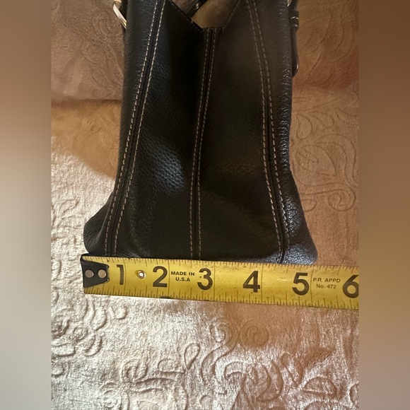 Tignanello Handbag Black Genuine Pebbled Leather Dual Handle Purse Satchel - Picture 12 of 14